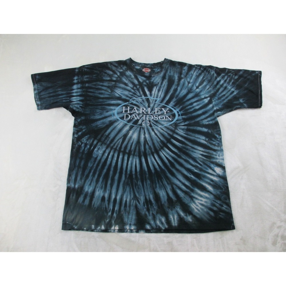 VINTAGE Harley Davidson Shirt Mens Extra Large Black Tie Dye Motorcycle 00s*
